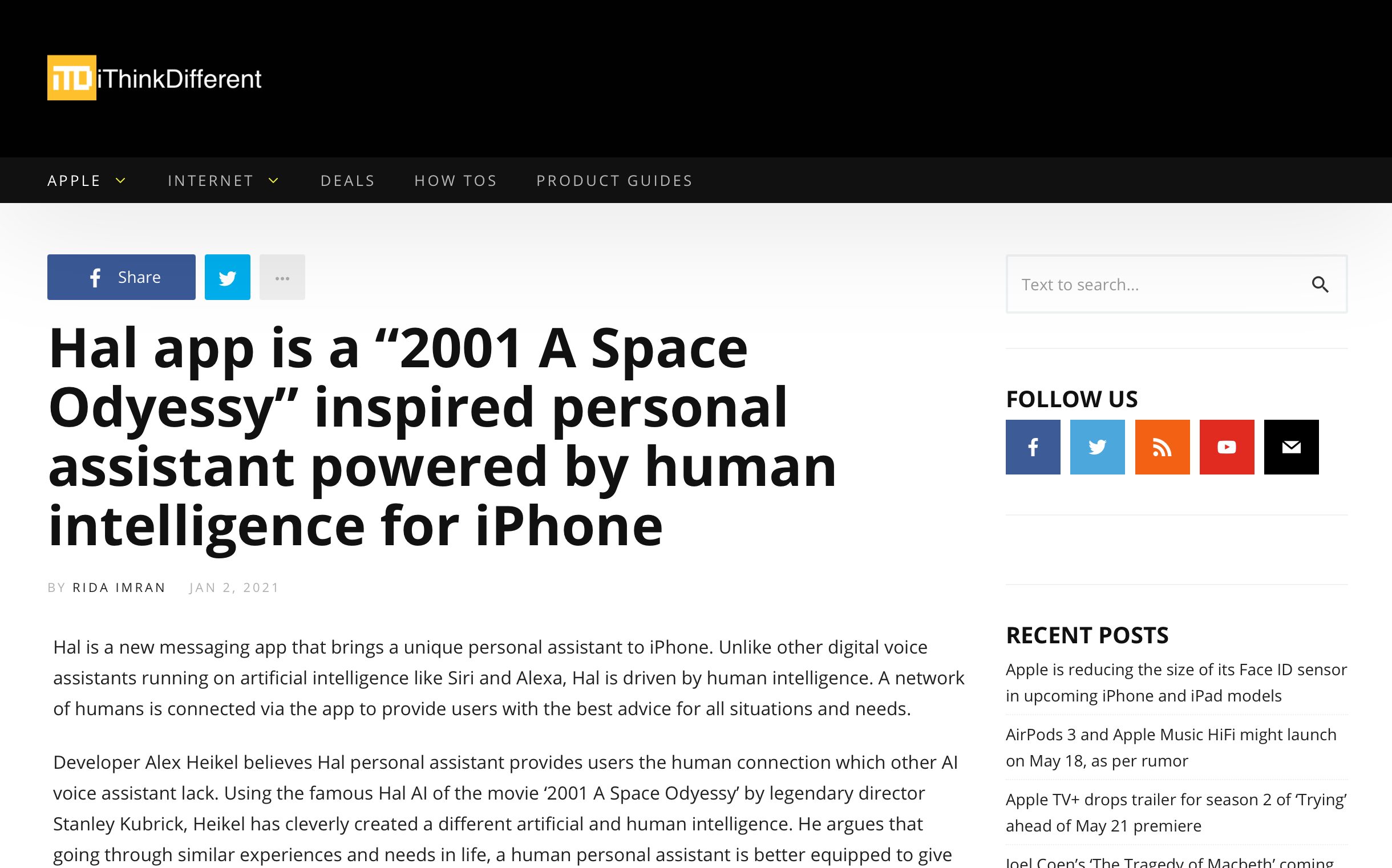 Hal app is a “2001 A Space Odyessy” inspired personal assistant powered by human intelligence for iPhone